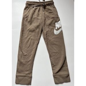 Nike Joggers Youth Size 6 Tan Large Swoosh Spellout Sweatpants